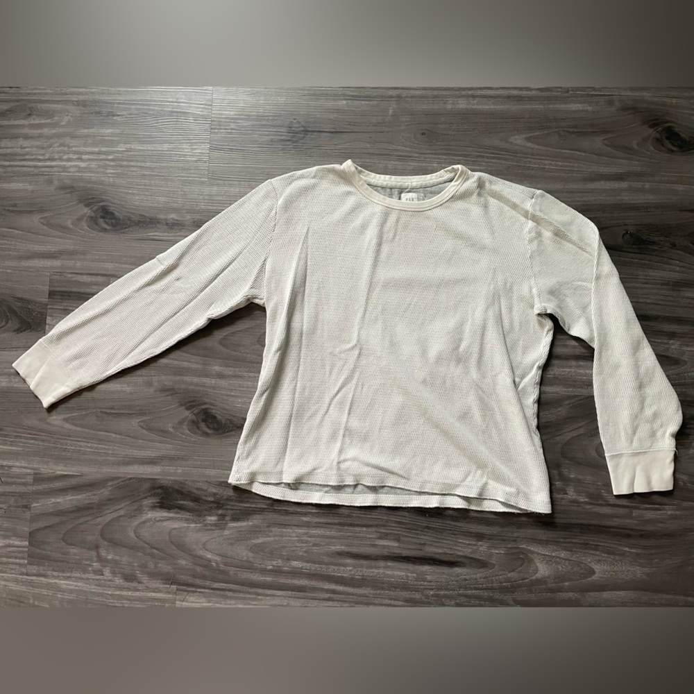 Women’s large Gap white grey textured thermal long sleeve